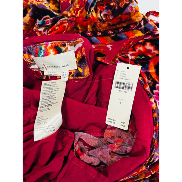 ANTHROPOLOGY Womens Dress Velvet Mini Cocktail Dress Size 4 Burgundy Red Orange - Picture 10 of 15